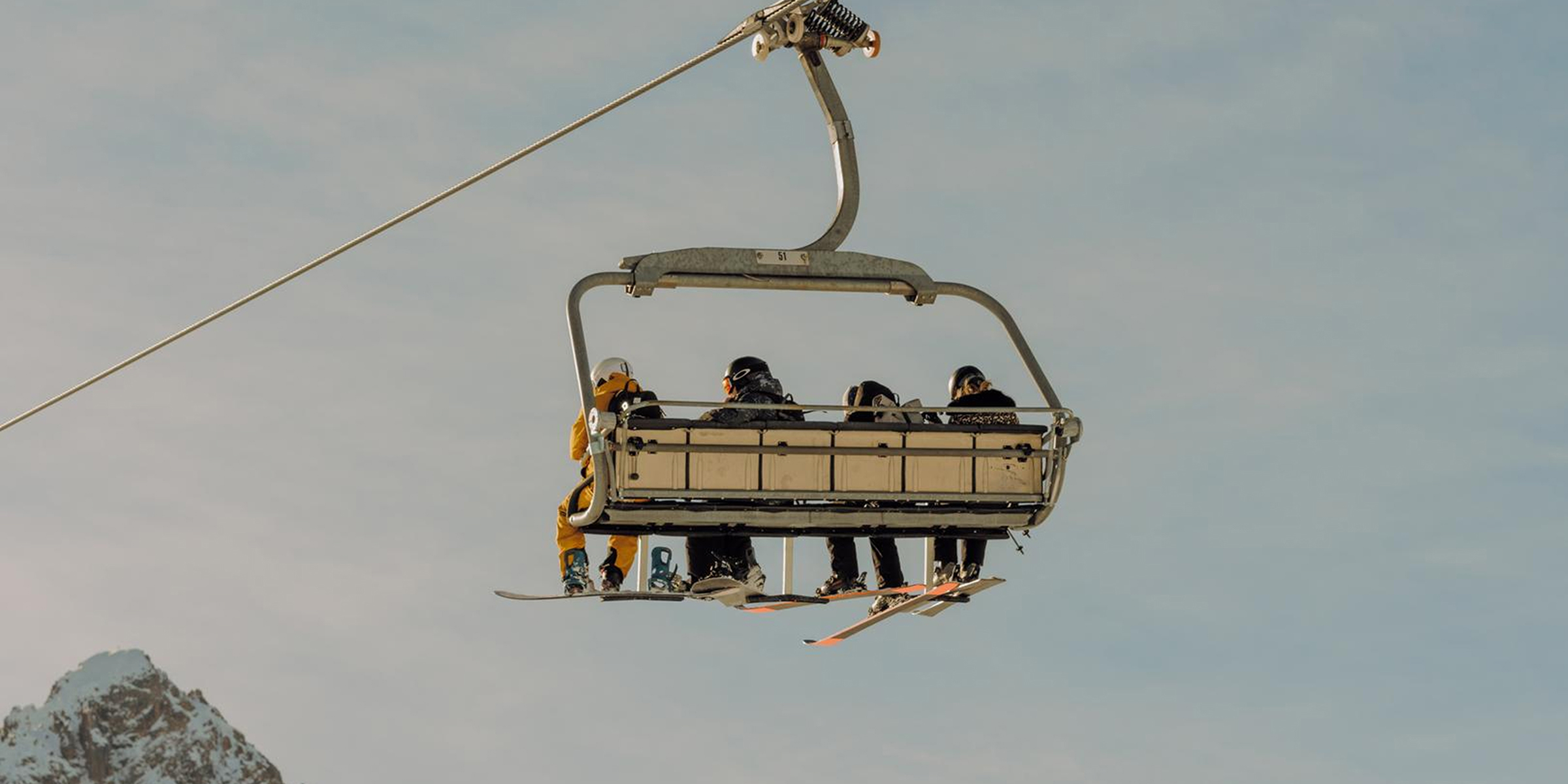 Ski lift with people on it