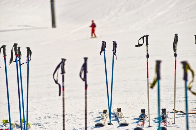 colourful ski pools in the ground