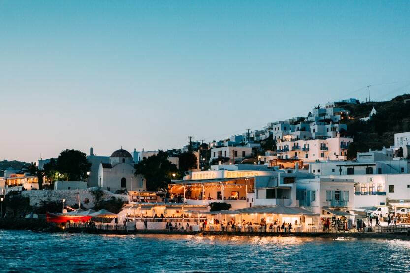 greek holidays best things to do in Mykonos town with family restaurant remezzo by the Aegean Sea