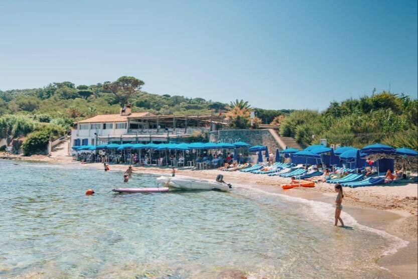 beach with parasols in saint tropez